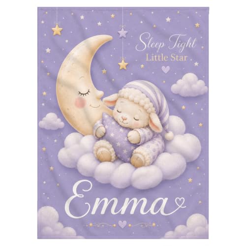 Personalized Baby Blanket With Name, Custom Baby Blankets Gift for Boy Girl - color: Misty Lavender, size: Lamb