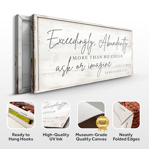 TAILORED CANVASES Exceedingly Abundantly More Than We Could Ask Or Imagine Faith Sign Bible Verse Wall Art Christian Scripture Canvas Inspirational Quote Home Decor 18x36 - size: 18 x 36 inches