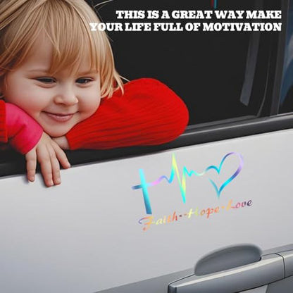 Hope Faith Love Heart Car Decal Stickers, Jesus Cross Sticker, Colorful - color: Colorful