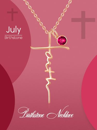 Faith Necklace White/Rose/Gold Birthday Gifts for Wife Her - color: Rose Gold-07-July