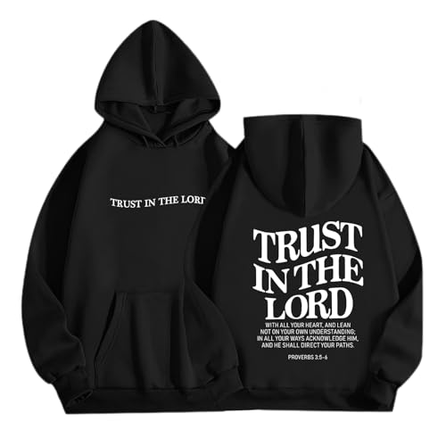 Tuislay Trust In The Lord Hoodie Christian Sweatshirts Women - color: Black(white Print), size: Small