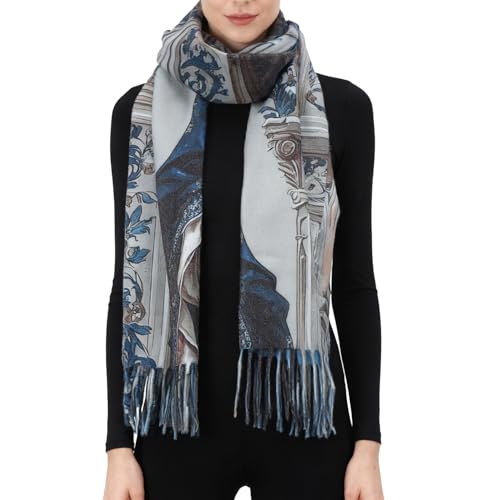 Virgen de Guadalupe Prayer Shawl Scarf Catholic Gifts For Women Mom Mexican Virgin Mary Scarves Wrap (Blue)