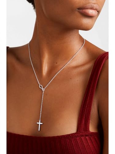 Cross Necklace for Women, Dainty 14K Gold Plated Cross Pendant Simple Long Necklaces for Women, Christian Faith Necklace Trendy Gold Jewelry Gifts for Easter - color: silver infinity cross necklace