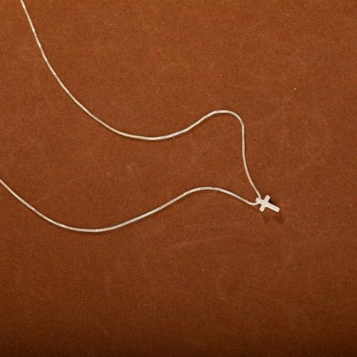 Cross Necklace for Women, Dainty 14K Gold Plated Cross Pendant Simple Long Necklaces for Women, Christian Faith Necklace Trendy Gold Jewelry Gifts for Easter - color: silver small cross necklace