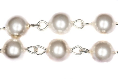 Catholic Communion Rosary Bracelet Created with Swarovski® Crystals, Glass - color: White Pearlized