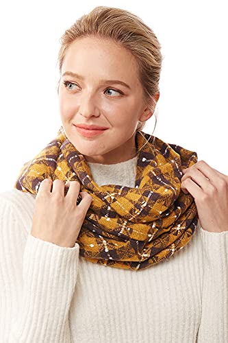 ScarvesMe Women's Check and Plaid Soft Infinity Loop Winter Fall Warm Scarf - color: Lof1252_mustard