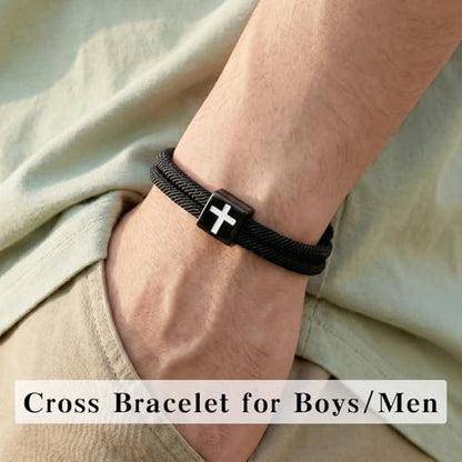 Christian Bible Verse Cross Bracelet for Men Teen - color: Isaiah 41:10
