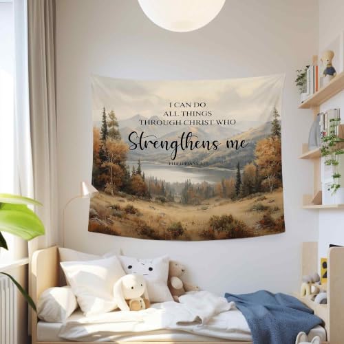 MNASAIOO Christian Mountain Landscape Fall Tapestry for Bedroom 50x60in - color: strengthens fall