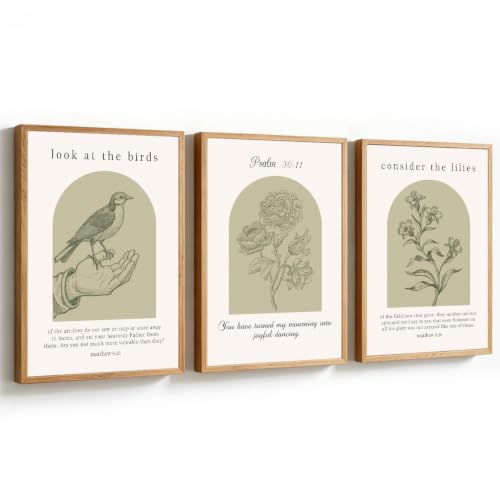 KAlRNE Religious Birds Scripture Picture Christian Wall Art Set-16’’X24’’X3 - color: bible, size: 16"Lx24"W