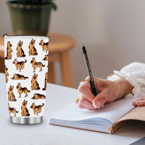 WIRESTER 20 OZ Stainless Steel Tumbler With Lid, Double Wall Vacuum Insulated Tumbler, Coffee Travel Mug Cup for Hot Cold Drinks - German Shepherd Funny Playful Postures - color: German Shepherd Funny Playful Postures