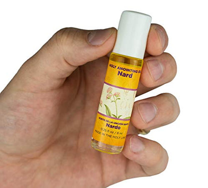 Nard Anointing Oil from Israel Boxed Gift Set with Dispenser, Holy Jerusalem Oil & Gold Metal Keychain Bottle Container, Plastic Dropper & Small Glass Vial, Aceite Ungido y Botella - color: Gold, style: Nard