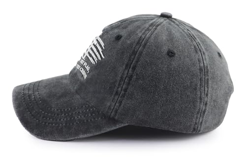 Christian Jesus Cross Hats for Men, Stand for The Flag Kneel for The Cross Baseball Cap - color: Black