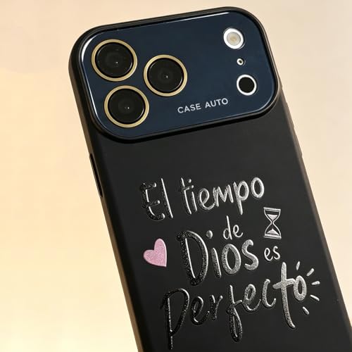 for iPhone 17 Pro Case God's Timing is Perfect Spanish Bible Verse Phone Case, Full Camera Lens Protection, Shockproof Drop Resistant Durable Cover (Black, iPhone 17 Pro) - color: black, size: iPhone 17 Pro