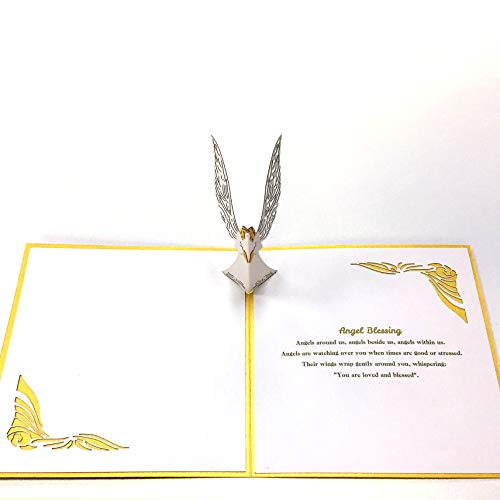 Dekali Designs Guardian Angel Pop Up Card - 3D Get Well Card, Funeral, Bereavement, Memorial, Christmas With Angel Blessing/Quote