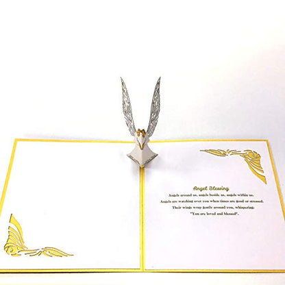 Dekali Designs Guardian Angel Pop Up Card - 3D Get Well Card, Funeral, Bereavement, Memorial, Christmas With Angel Blessing/Quote
