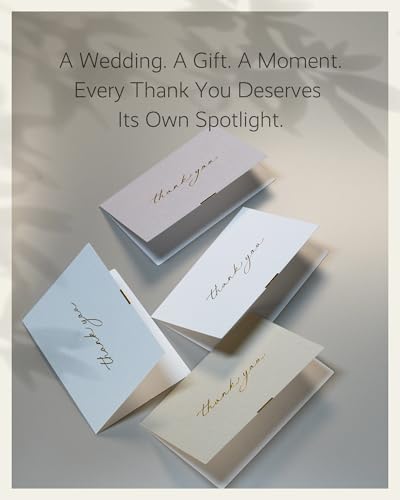 ukee's Thank You Cards, Gold Foil, 32 Cards with Envelopes and Stickers