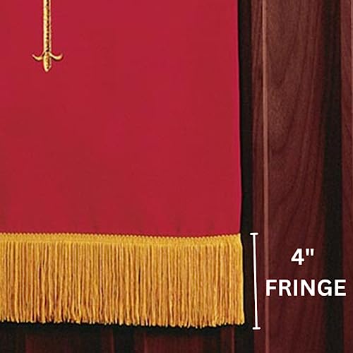Needzo Reversible Pulpit Scarf, Red and White with Gold Colored Fringe and Cross, Catholic Church Supplies, 17 x 36 Inches