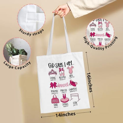 VICBOU Bible Verse Canvas Tote Bag, Inspirational Religious Christian Gifts for Women Men Canvas Tote Reusable Grocery Bags - color: Godsays09