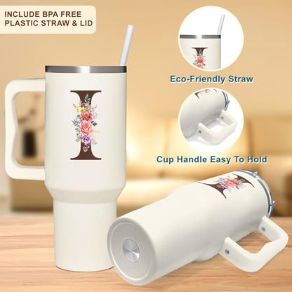 Personalized Gifts for Women, Customized Mother's Day, Birthday, Xmas Gift For Grandma, Mom, Wife, Friends, Sisters, Coworkers, Monogrammed Tumbler 40oz with Lid and Straw - color: I