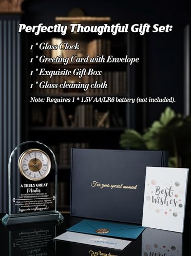 Mentor Gifts for Women Men, Thank You Appreciation Elegant Glass Clock - color: Mentor Gift