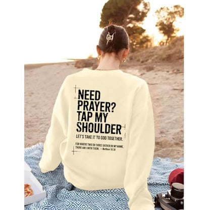 Christian Sweatshirts for Women Jesus Cross Casual Pullover - color: Apricot, size: X-Large