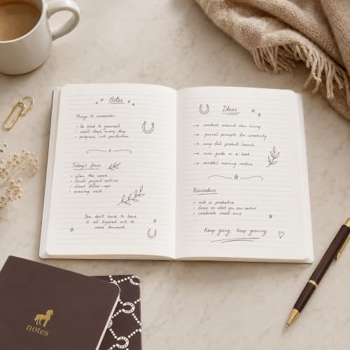 Pearhead Horse Journal Set of 2, Brown Softcover Lined Notebooks - color: Brown Horses Composition Notebooks, 2-Pack