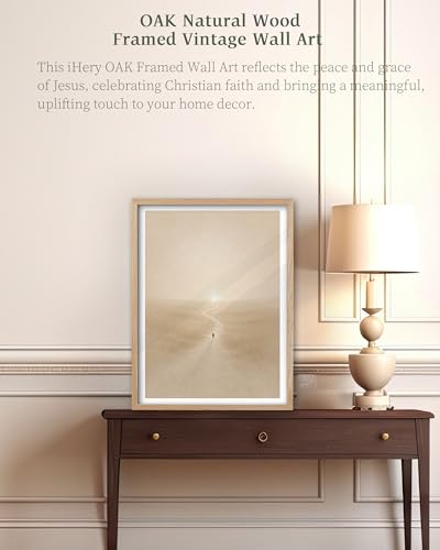 iHery 12x16in Light in the Distance Framed Christian Wall Art - color: OAK Framed Distance, size: 16"L x 12"W