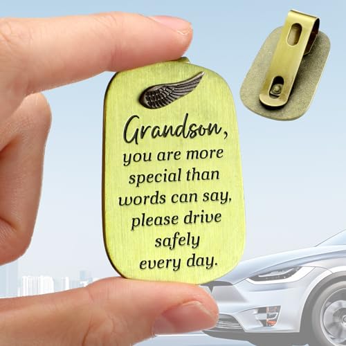 Guardian Angel Car Visor Clip Drive Safe 2 Inch Gift,Grandson - style: Grandson