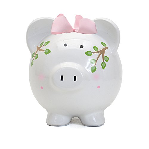 Child to Cherish Ceramic Piggy Bank for Girls, Pink Tropical Punch - color: Pink Tropical Punch