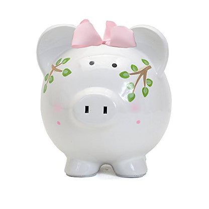 Child to Cherish Ceramic Piggy Bank for Girls, Pink Tropical Punch - color: Pink Tropical Punch