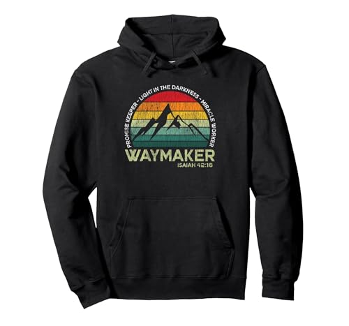 Vintage Waymaker Promise Keeper Miracle Worker Christian Pullover Hoodie - color: Black, size: Medium