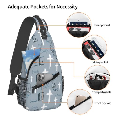 Jesus Crossbody Sling Bag For Women Men Fashion Jesus Christian Cross Chest Bag Shoulder Sling Backpack Daypack For Sport Travel Hiking - color: Jesus Christian Cross 7