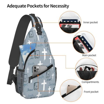 Jesus Crossbody Sling Bag For Women Men Fashion Jesus Christian Cross Chest Bag Shoulder Sling Backpack Daypack For Sport Travel Hiking - color: Jesus Christian Cross 7
