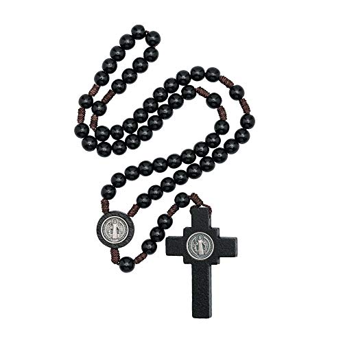 Intercession Mens St Bennedict Large Rosary - style: Black