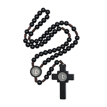 Intercession Mens St Bennedict Large Rosary - style: Black