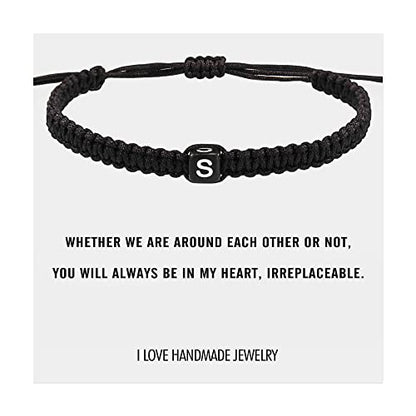 Initial Bracelets for Women Teen Girls Handmade Rope Braided Bracelet for Men Jewelry Birthday Graduation Mother's Day Gifts for Mom Wife Girlfriend Her Friends - style: S