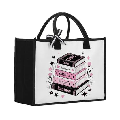 Book Tote Bag Christmas Librarian Bookish Gifts for Women Readers Book Lover - color: Pink Book