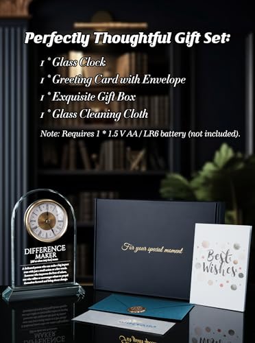 Difference Maker Glass Clock Gift – Appreciation for Teacher Leader Mentor - color: Difference Maker Clock Gift