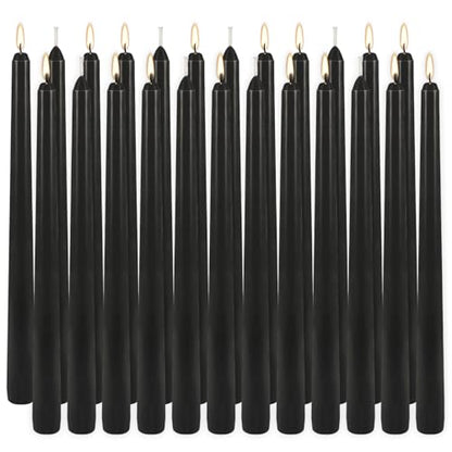 24Pack 10Inch Black Taper Candles for Halloween,Smokeless Dripless - color: Black, size: 24Pack