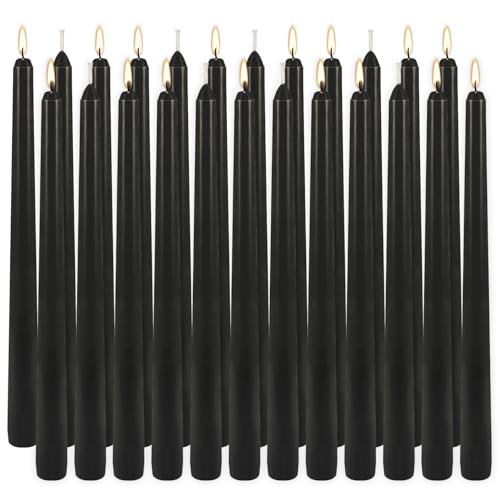 24Pack 10Inch Black Taper Candles for Halloween,Smokeless Dripless - color: Black, size: 24Pack