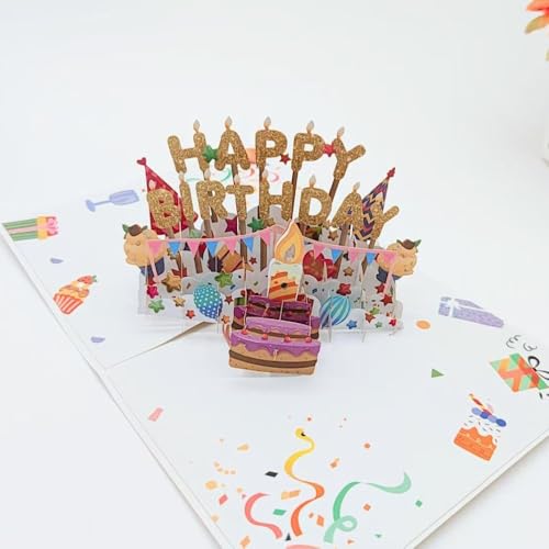 3D Pop Up Fun Birthday Cards, Cake Birthday Greeting Card - color: Birthday Card -Cake