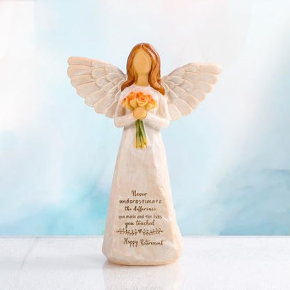 Retirement Gift for Woman, 5.5” Resin Angel Figurine - Retirement Gifts - color: Retirement Gifts