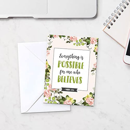 S&O Scripture Cards - Set of 24 Boxed Bible Verse Blank sheets with Envelopes - Christian Message Inspirational Prayer Prints, 6 Designs - Faith-Based Stationery with Spiritual Verses - size: Set of 24