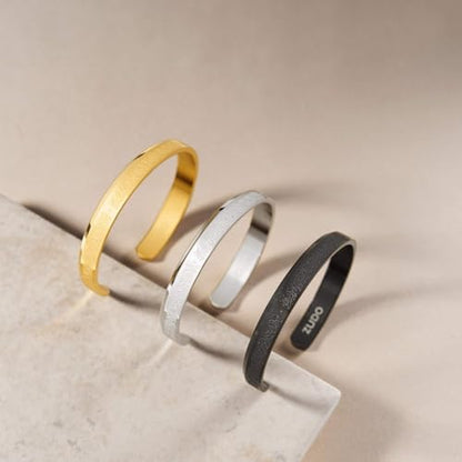 ZUDO 4 Qul Cuff – Quranic Islamic Jewelry with Al-Kafirun, Al-Ikhlas, Al-Falaq, and An-Nas Surahs – 18K Gold, Silver Rhodium, and Black PVD Coated Stainless Steel