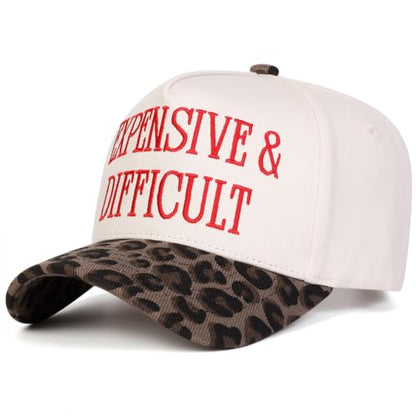 Trendy Embroidered Baseball Cap for Men & Women, Adjustable Snapback Hat for Casual Wear - color: Expensive & Difficult-leopard Red