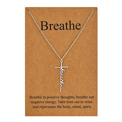 Lcherry Faith Cross Pendant Necklace for Women Religious Christian Jewelry Birthday Christmas Gifts for Women - style: 15-Breathe