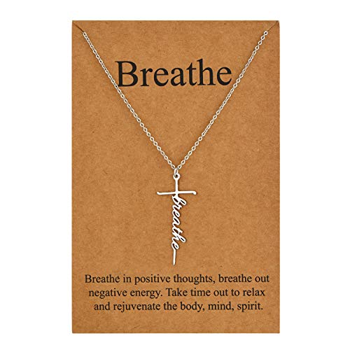 Lcherry Faith Cross Pendant Necklace for Women Religious Christian Jewelry Birthday Christmas Gifts for Women - style: 15-Breathe