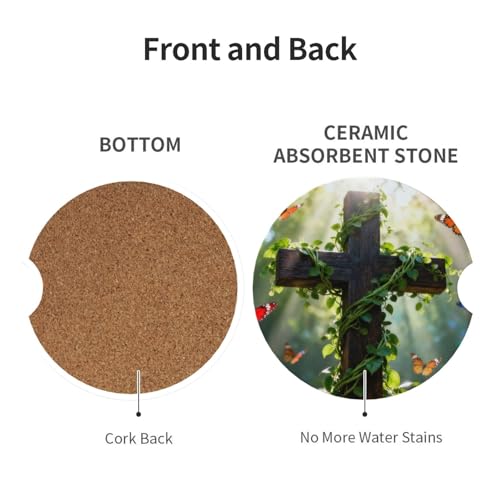Cross 2 Pack Car Cup Holder Coasters Ceramic Drink Coasters - color: Black