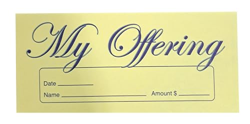 My Offering Envelope - Tithe Church Offering Gift Charity - Gummed Seal - Yellow Envelope with Blue Ink - Pack of 100