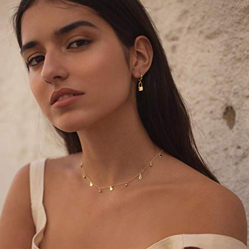 LOYATA Gold Huggie Hoop Earrings for Women Dangle Hoop Drop 14K Gold Plated Dainty Small Minimalist Cubic Zirconia Jewelry Gift… - style: Gold Lock